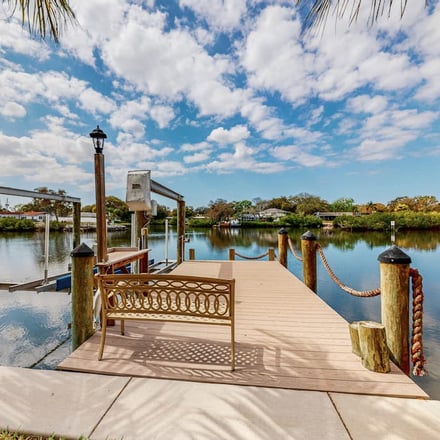 Private dock on the water at a Largo vacation home